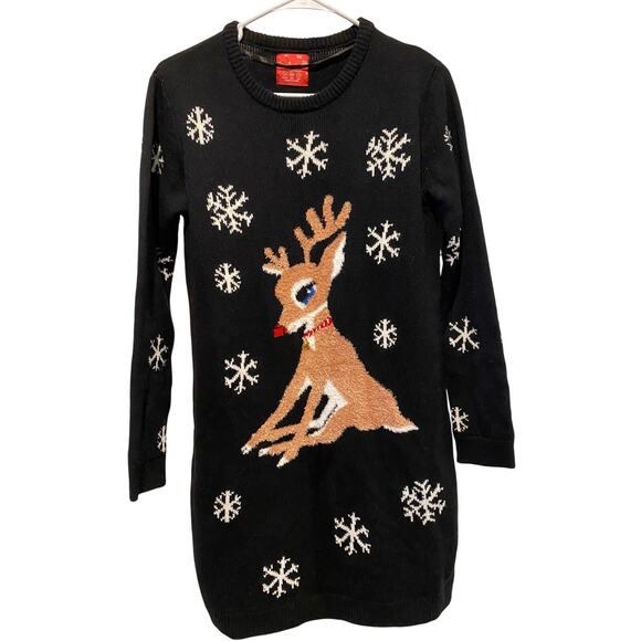 Primark Reindeer Christmas Sweater Dress US 4 Snowflake Rudolf Holiday Winter - Picture 7 of 7